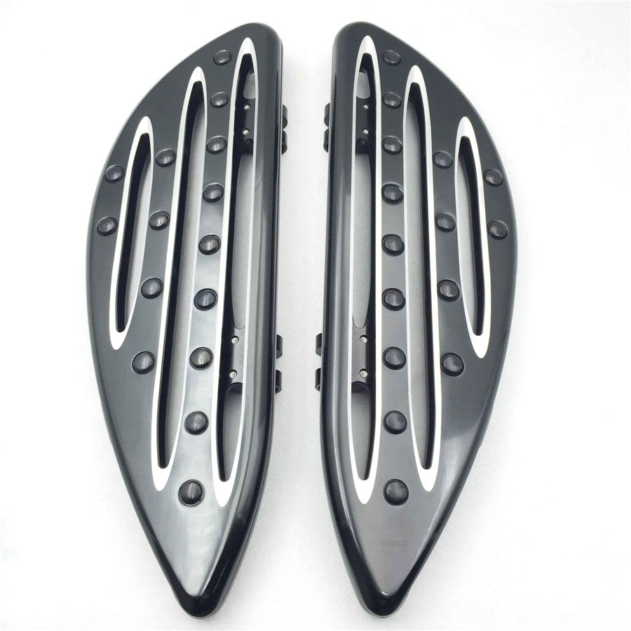 HTT Motorcycle Front Black CNC deeply cut Driver Stretched Floorboards For  Harley Davidson Road Glide Road King Street Glide