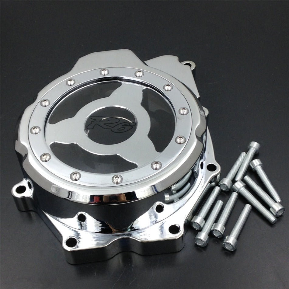 HTT- Billet Aluminum Engine Stator Cover See Through For Yamaha YZF-R6  2006-2014 Chrome Left Side