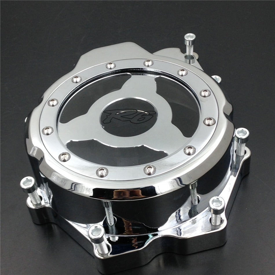 HTT- Billet Aluminum Engine Stator Cover See Through For Yamaha YZF-R6  2006-2014 Chrome Left Side