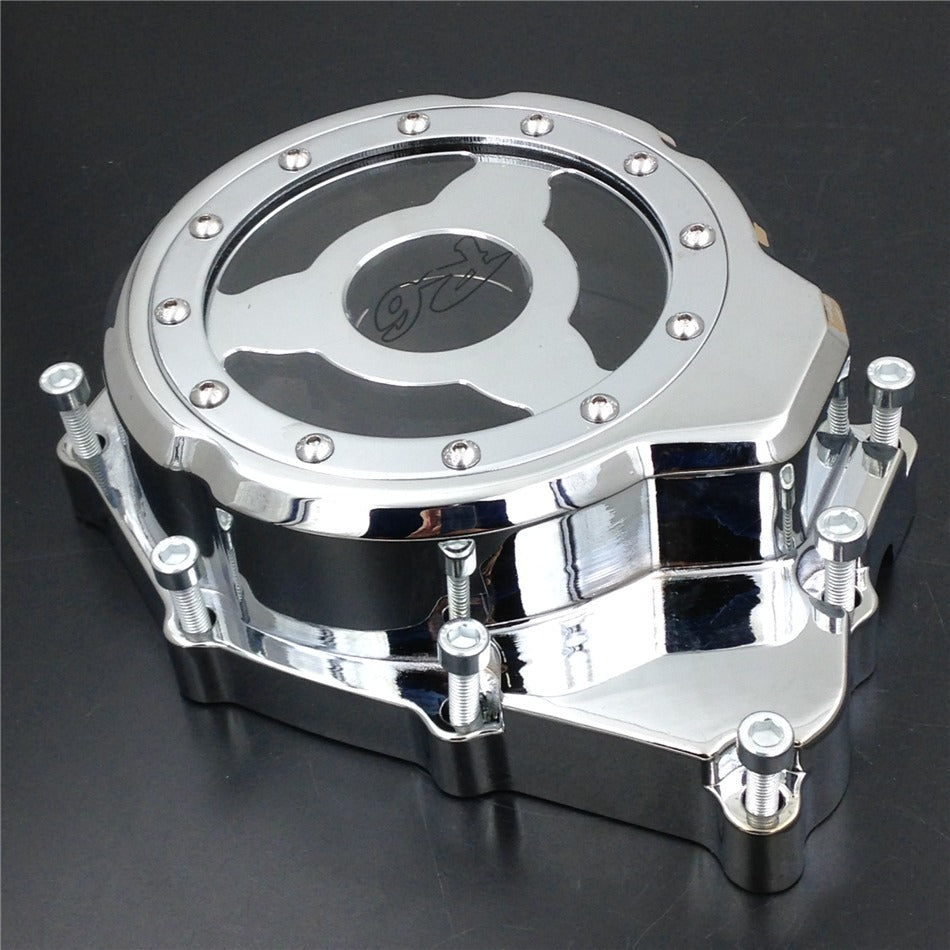 HTT- Billet Aluminum Engine Stator Cover See Through For Yamaha YZF-R6  2006-2014 Chrome Left Side