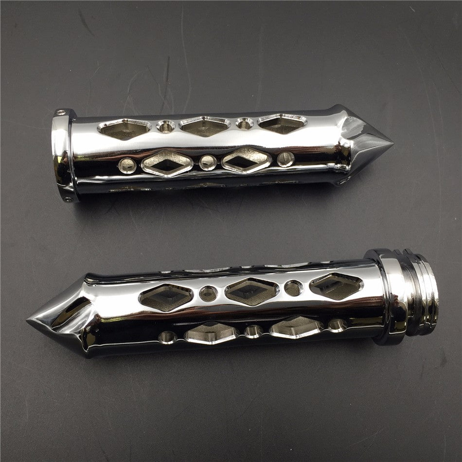 HTT Motorcycle Chromed Hollowed-out Spike Hand Grip 1