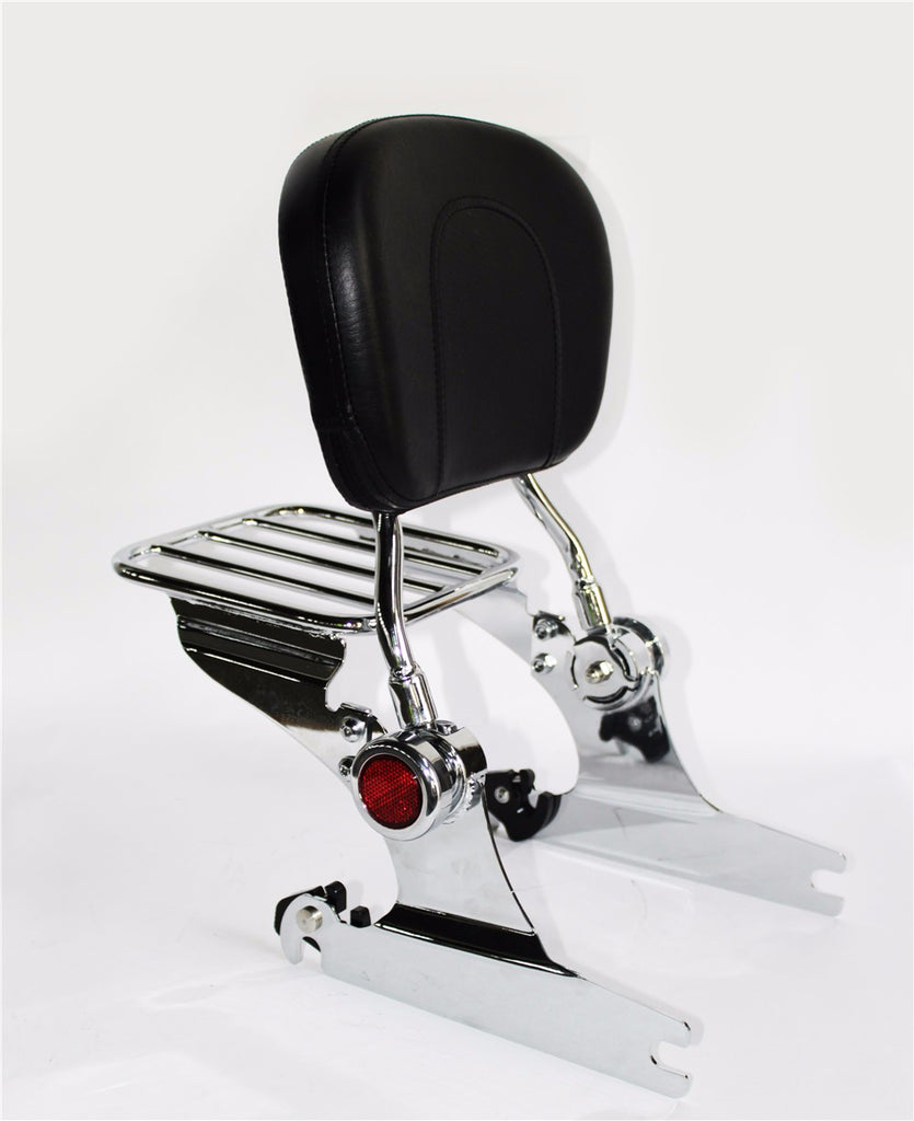 HTTMT- Adjustable Detachable Backrest Sissy Bar Luggage Rack for HD Softail 00-06 CR