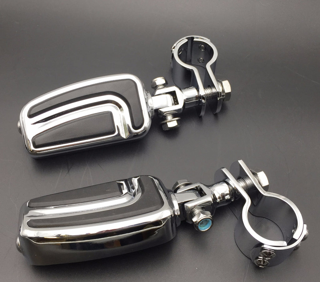 HTT Motorcycle Chrome AirFlow Arrow Foot Rest Foot Pegs with 1