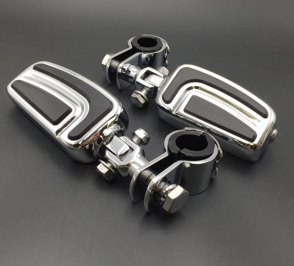 HTT Motorcycle Chrome AirFlow Arrow Foot Rest Foot Pegs with 1