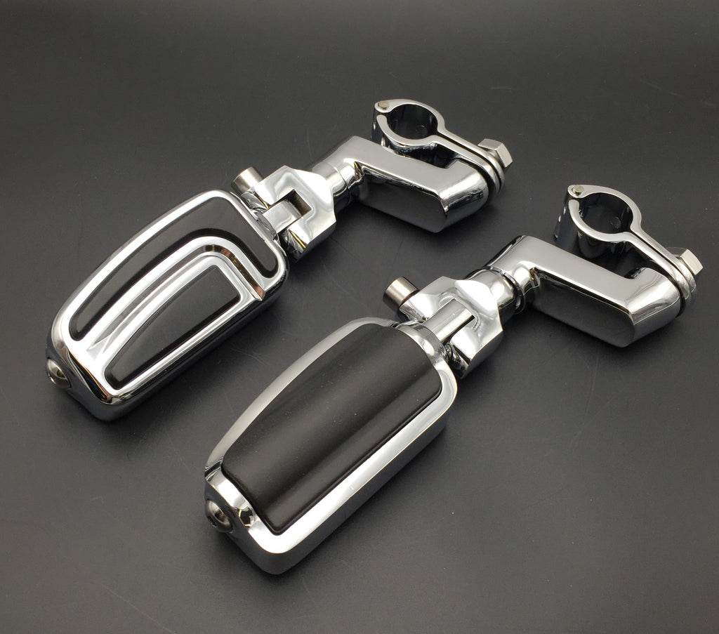 HTT Motorcycle Chrome Highway AirFlow Foot Rest Foot Pegs with 1 1/2