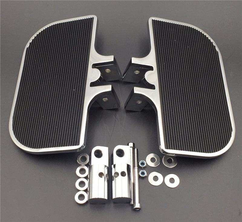 HTT Motorcycle Chrome Passenger Mini Floorboards Rear Footboards Foot Rest  Pegs Mounts Fit Harley-Davidson Electra Glide Heritage Softail Fat Boy