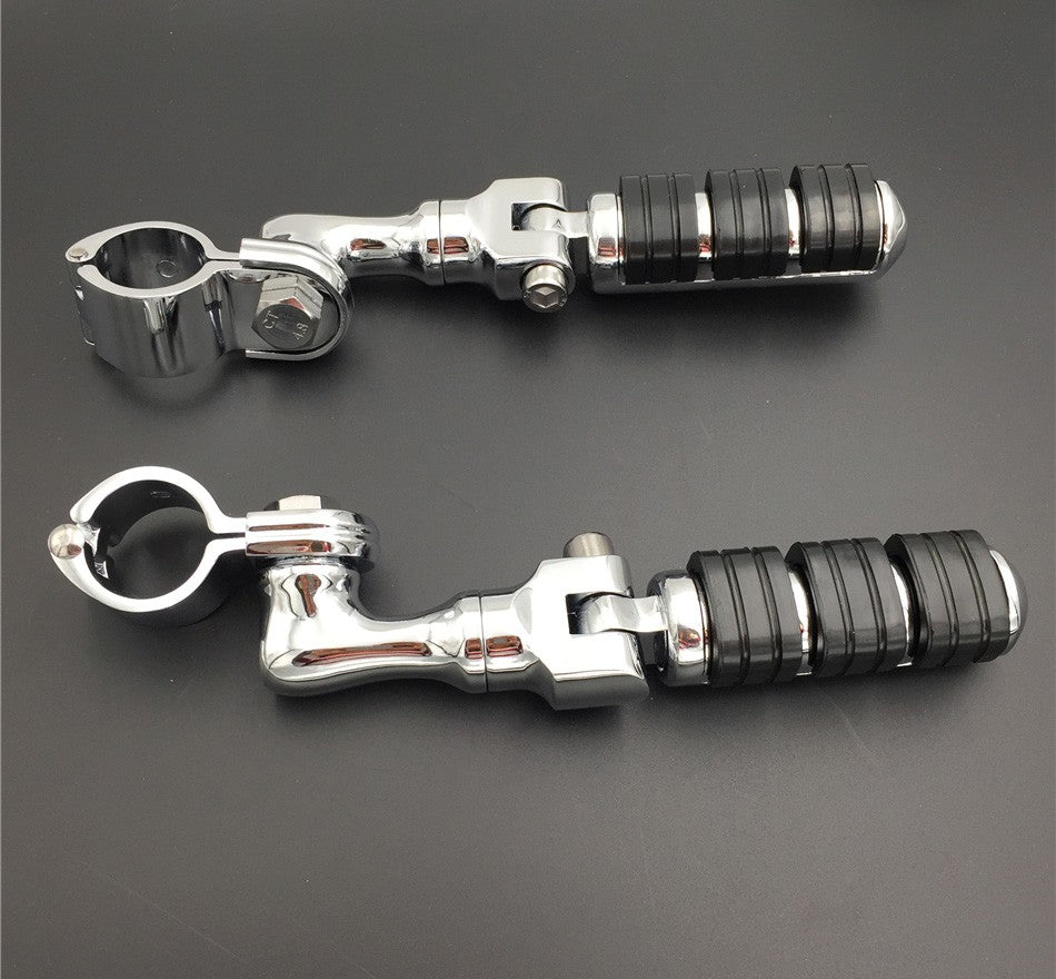 HTT Motorcycle Chrome Regular Footrest Foot Pegs with 1-1/2" Short Angled Clamps For Honda GoldWing Shadow VT750C Magna VF750 VF1100 VLX600 DLX600 Shadow VT600 400 Steed400 Valkyrie