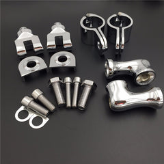 HTT Motorcycle Chrome Short Angled Adjustable Highway Peg Mounting Kit