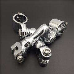 HTT Motorcycle Chrome Short Angled Adjustable Highway Peg Mounting Kit