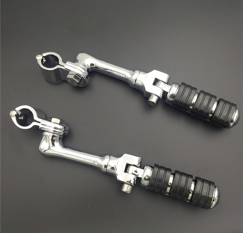 HTT Motorcycle Chrome Regular Footrest Foot Pegs with  1" (25mm) Long Angled Adjustable Clamps For Honda GoldWing Shadow VT750C VT1100 VTX1300 DLX600 Shadow VT600 400 Steed400 Valkyrie