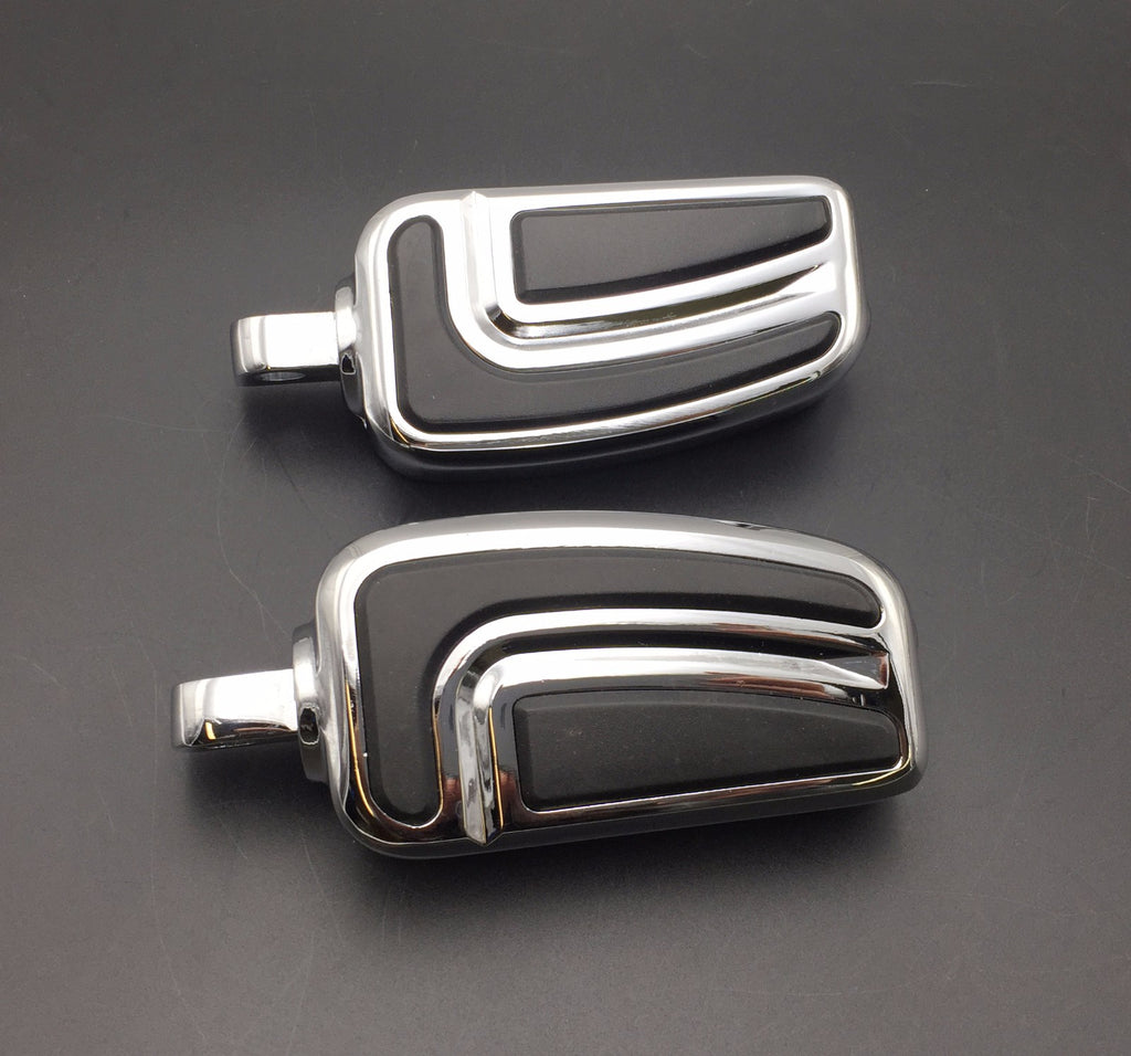 HTT Motorcycle Chrome AirFlow Arrow Foot Rest Foot Pegs For 1984 and up Harley Davidson Wide Glide Softail Slim Fat Boy FLSTF Sportster 1200 Iron Street 500 CVO Street Glide