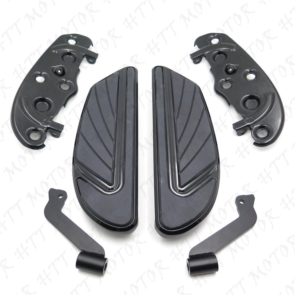 HTT Black Footboard Kit For Heritage Softail Classic FLSTC/ Fat Boy FLSTF