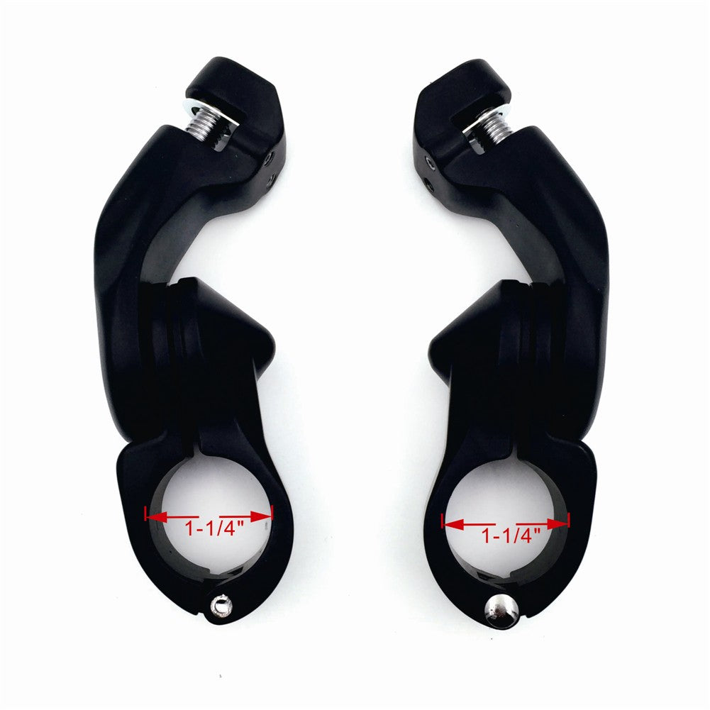 HTT- Kit 111- Black 2.5" Short Angled Adjustable Highway Foot Peg Mount Kit For 1.25" Engine Guard (Harley Road King/ Street Glide/ Fat Boy/ Iron 883)