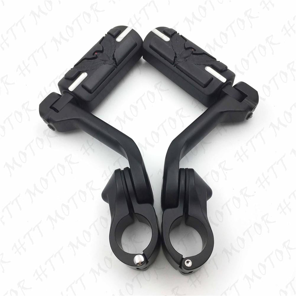 Black 5" Long Foot Peg Kit 1.25" Engine Guard For Heritage Softail Classic FLSTC