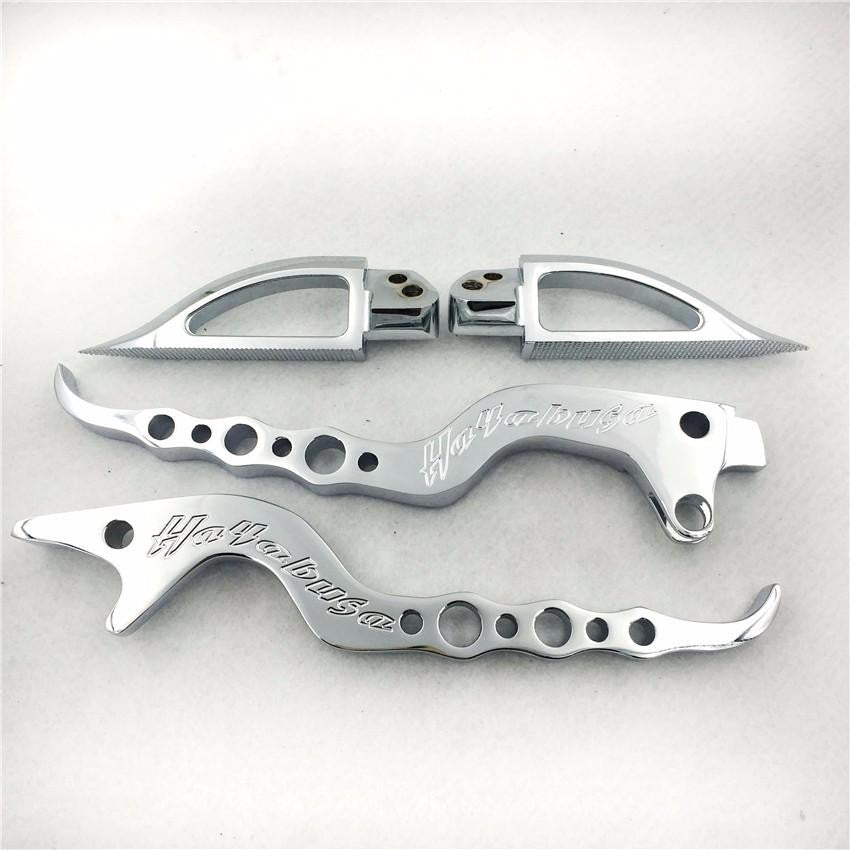 Chrome Handle Lever Blade Foot Pegs for 99-07 Suzuki Hayabusa GSX 1300R GSX-R1300