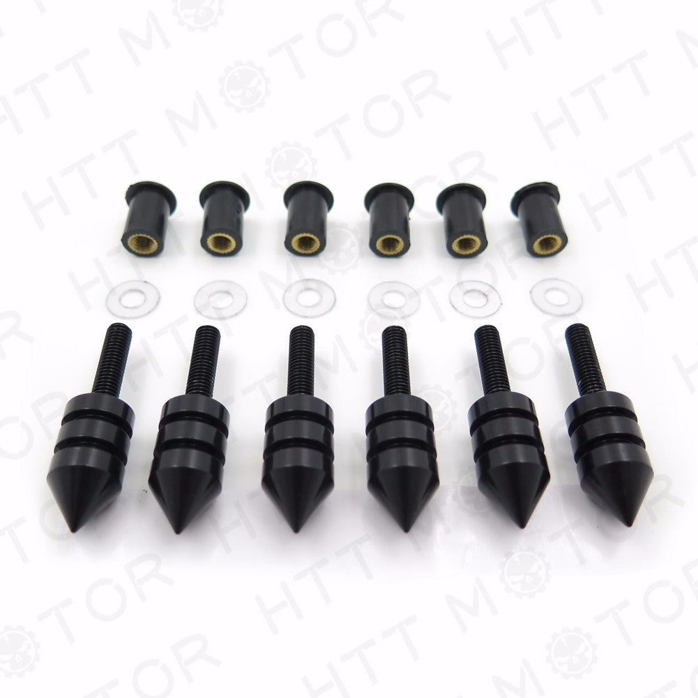 Motorcycle Windscreen Black Spike Bolt Kit Well Nuts/ Bolts/ Washers/S –  HTT Motor