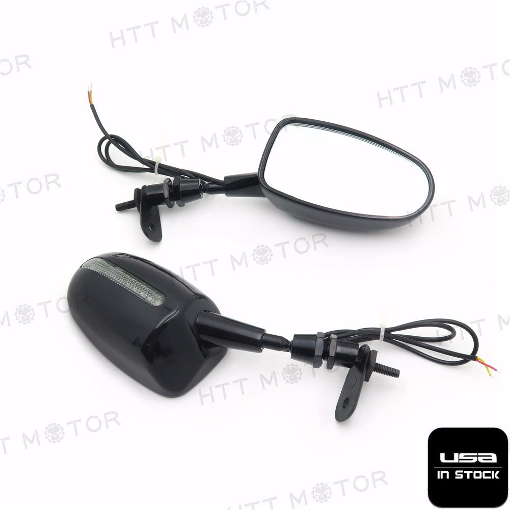 HTTMT- LED rear view mirror fit for Honda CBR 600 F1 F2 F3 CBR 900 929 954 RR Black