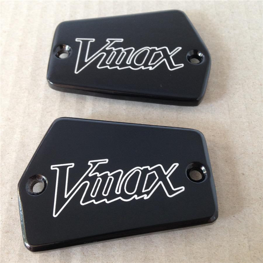 HTT Motorcycle Black Billet Aluminum Fluid Reservoir Cap Cover "Vmax" Engraved For 1985-2007 Yamaha V-Max