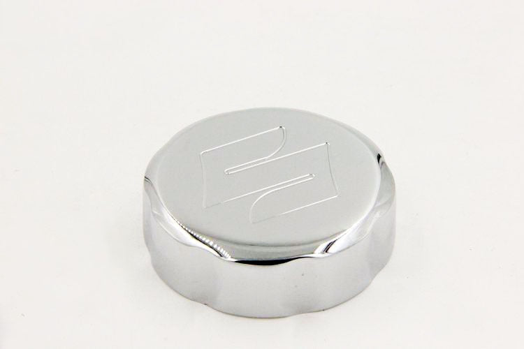 HTT Motorcycle Chrome Billet Aluminum Brake Fluid Reservoir Cap Cover "S" Engraved For 1992-2012 Suzuki GSXR 600/1988-2012 Suzuki GSXR 750/2001-2012 Suzuki GSXR 1000