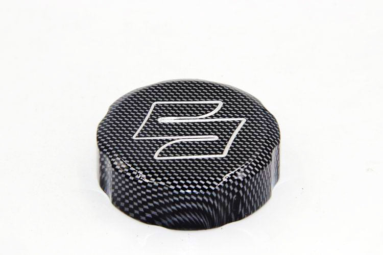 HTT Motorcycle Carbon Fiber Billet Aluminum Brake Fluid Reservoir Cap Cover "S" Engraved For 1992-2012 Suzuki GSXR 600/1988-2012 Suzuki GSXR 750/2001-2012 Suzuki GSXR 1000