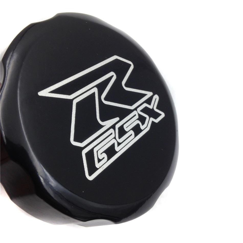 HTT Motorcycle Black Billet Aluminum Brake Fluid Reservoir Cap Cover "GSXR" Engraved For 1992-2012 Suzuki GSXR 600/1988-2012 Suzuki GSXR 750/2001-2012 Suzuki GSXR 1000