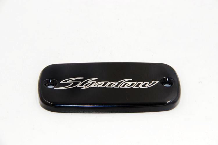 HTT Motorcycle Black Brake Fluid Reservoir Cap Cover "Shadow" Engraved For Honda Magna 750/ Shadow 600 750 1100/ VTX1300/ Stateline 1300 / Interstate 1300 /Sabre 1300