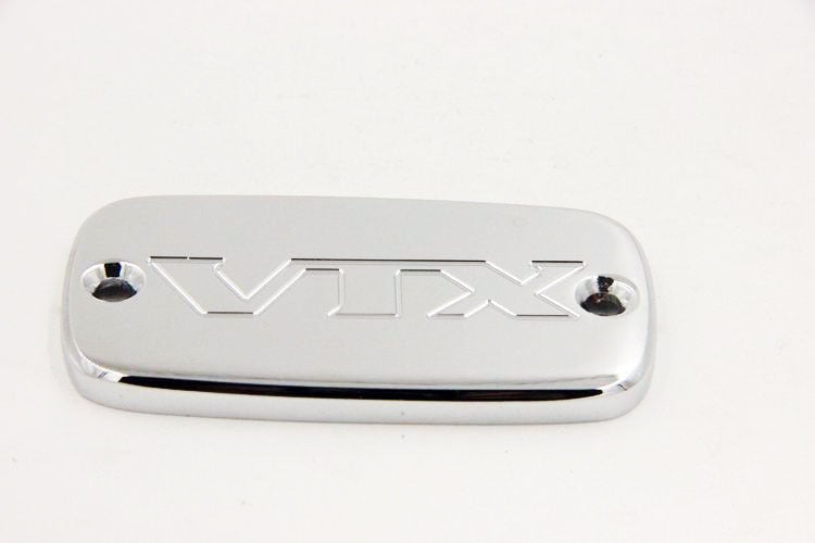 HTT Motorcycle Chrome Brake Fluid Reservoir Cap Cover "VTX" Engraved For 2002-2011 Honda VTX 1800