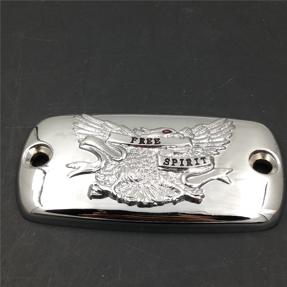 HTT Motorcycle Chrome Fluid Reservoir Cap Cover "Free Spirit" Eagle Engraved Logo For Honda Valkyrie/ Goldwing 1500 / Goldwing 1800 / VTX1800