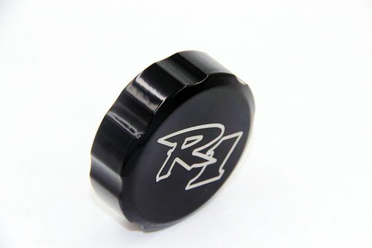 HTT Motorcycle Black Brake Fluid Reservoir Cap Cover "R1" Engraved For 1998-2012 Yamaha YZF R1