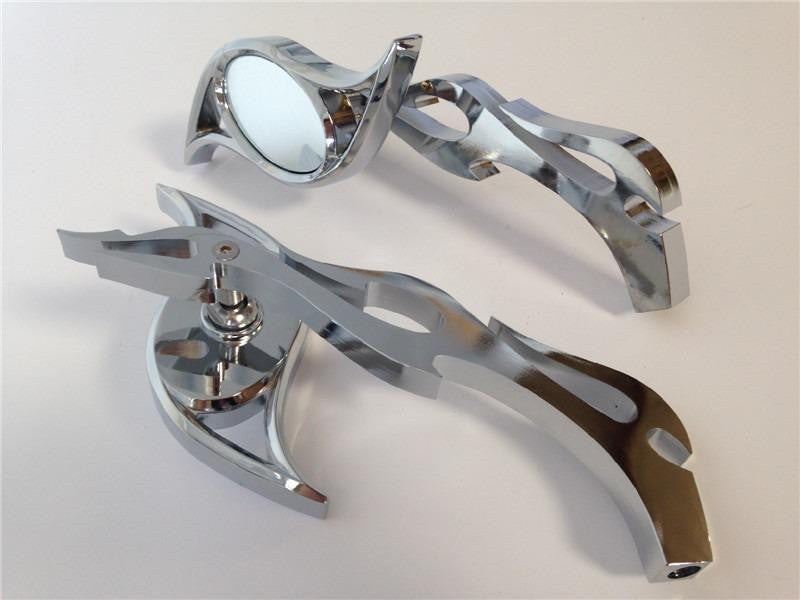 Chrome Billet New Running Mirrors fit for Harley Dyna Wide Glide V-Rod Flame