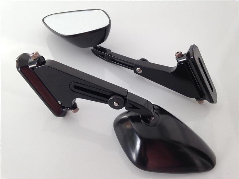 Diamond Shape Rearview Mirrors For Honda Suzuki Yamaha Kawasaki Bike Black New