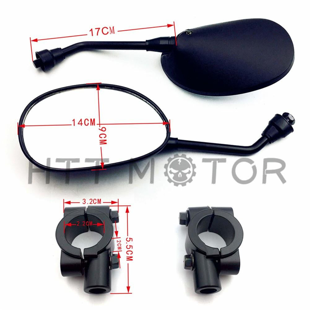 2pcs 7/8" Black MOTORCYCLE OVAL REARVIEW SIDE MIRRORS FOR HONDA SUZUKI KAWASAKI