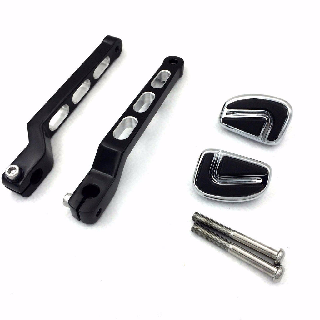 HTT Motorcycle Black Aluminum Hollowed-out Heel/Toe Shift Levers with Chrome Airflow Shifter Pegs For Harley Davidson Trike 2008 and later