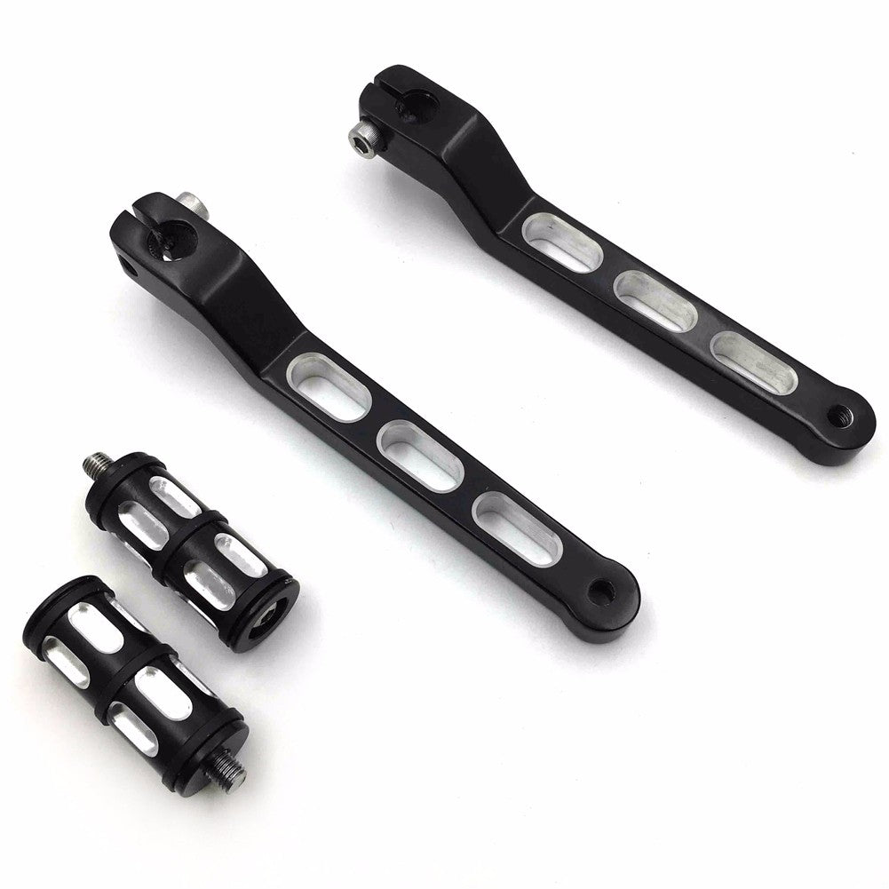 HTT- Style 009A- Motorcycle Black Aluminum Heel Toe Shift Levers/Gear Shift Pedal Levers w/ Shifter Pegs For Harley Davidson Electra Glide 1988 and later