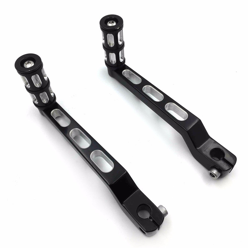 HTT- Style 009A- Black Aluminum Heel Toe Shift Levers w/ Shifter Pegs For Harley Davidson Heritage Softail FLST 1986-later