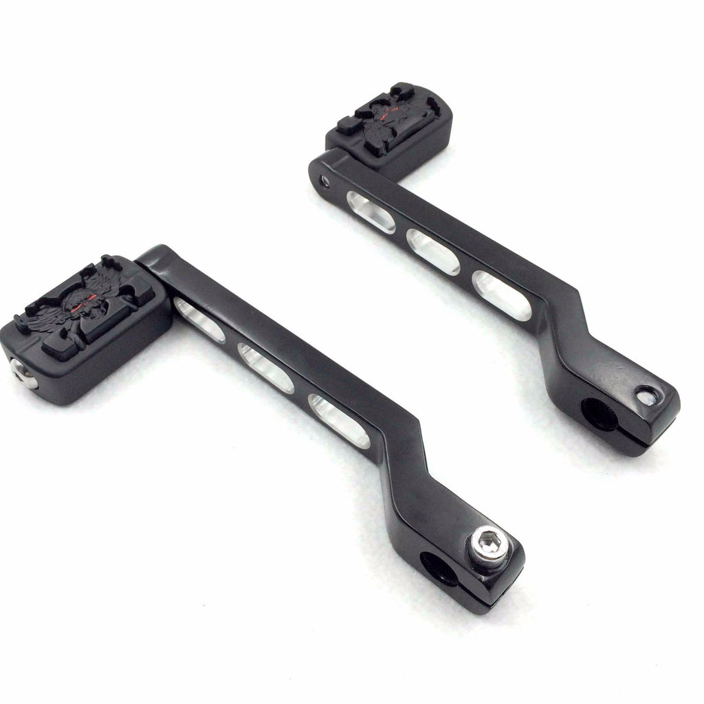 HTT Motorcycle Black Zombie Shifter Footrest Foot Pegs with Heel/Toe Shift Lever For Harley Electra Glide Trike Tri Street Glide Road Glide