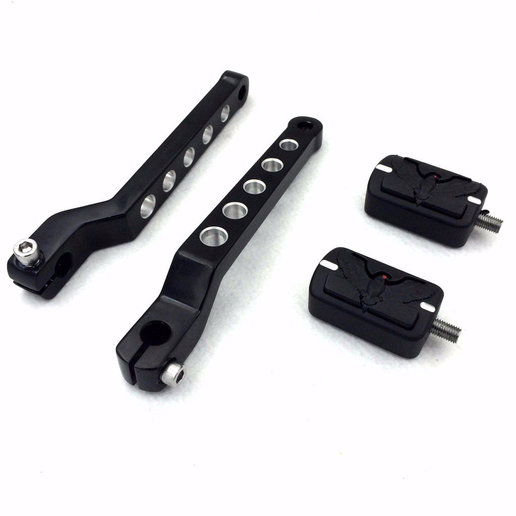 HTT Motorcycle Black Grooved Eagle Pegs w/ Hollow-out Heel/Toe Shift Levers Gear Shift Pedal Lever For Harley Davidson Tour Glide 1988 and later