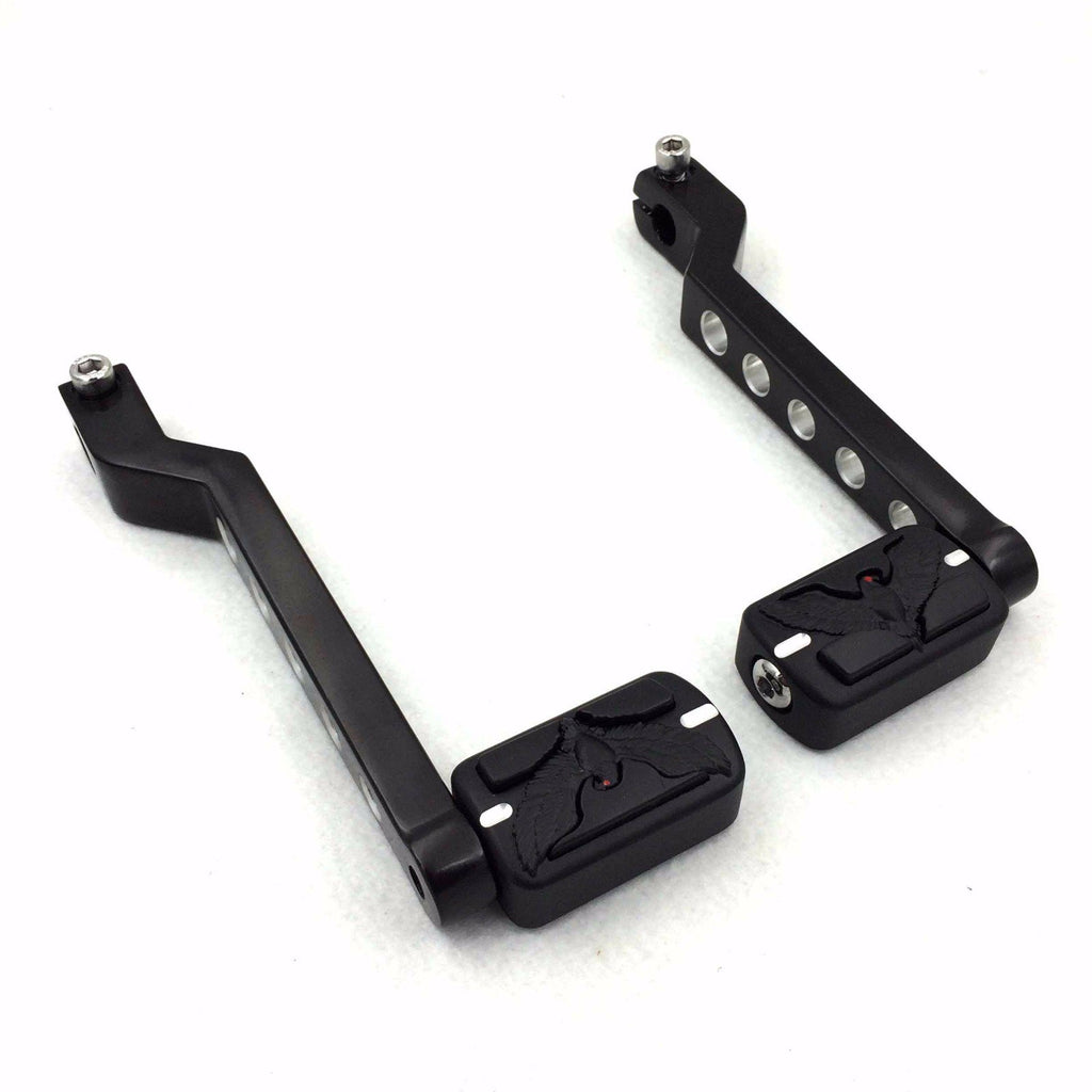 HTT Motorcycle Black Grooved Hawk Pegs w/ Hollow-out Heel/Toe Shift Levers Gear Shift Pedal Lever For Harley Davidson Trike 2008 and later