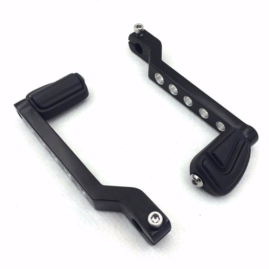 HTT Motorcycle Black Airflow Pegs w/ Hollow-out Heel/Toe Shift Levers Gear Shift Pedal Lever For Harley Davidson Fat Boy FLSTF 1980 and later