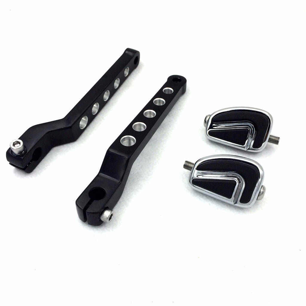 HTT Motorcycle Aluminum Chrome Airflow Shifter Pegs with Black Hollowed-out Heel/Toe Shift Levers For 1986-later FL Softail/1988-later Touring and 2008-later Trike models