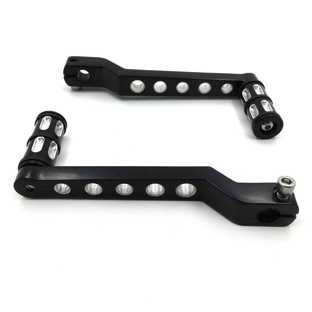 HTT- Style 009B- Black Aluminum Heel Toe Shift Levers w/ Shifter Pegs For Harley Davidson Road King Street Glide 1988-2017