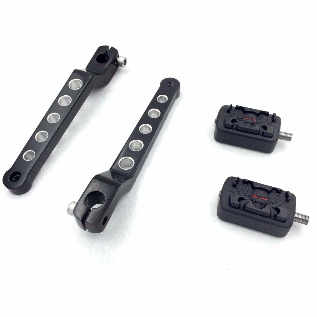 HTT Motorcycle Black Zombie Pegs w/ Hollow-out Heel/Toe Shift Levers For Harley Davidson 1986-later FL Softail/ 1988-later Touring/ 2008-later Trike