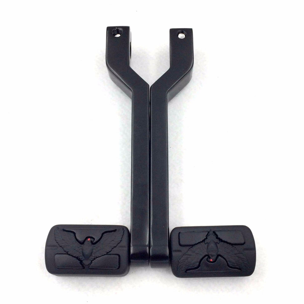 HTT Motorcycle Black Hawk Pegs w/ Hollow-out Heel/Toe Shift Levers For Harley Davidson Fat Boy FLSTF 1980 and later