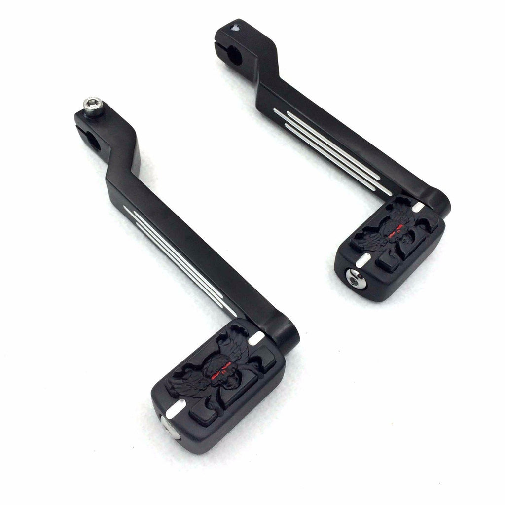 HTT Motorcycle Black Grooved Zombie Pegs w/ Grooved Heel/Toe Shift Levers Gear Shift Pedal Lever For Harley Davidson Tour Glide 1988 and later