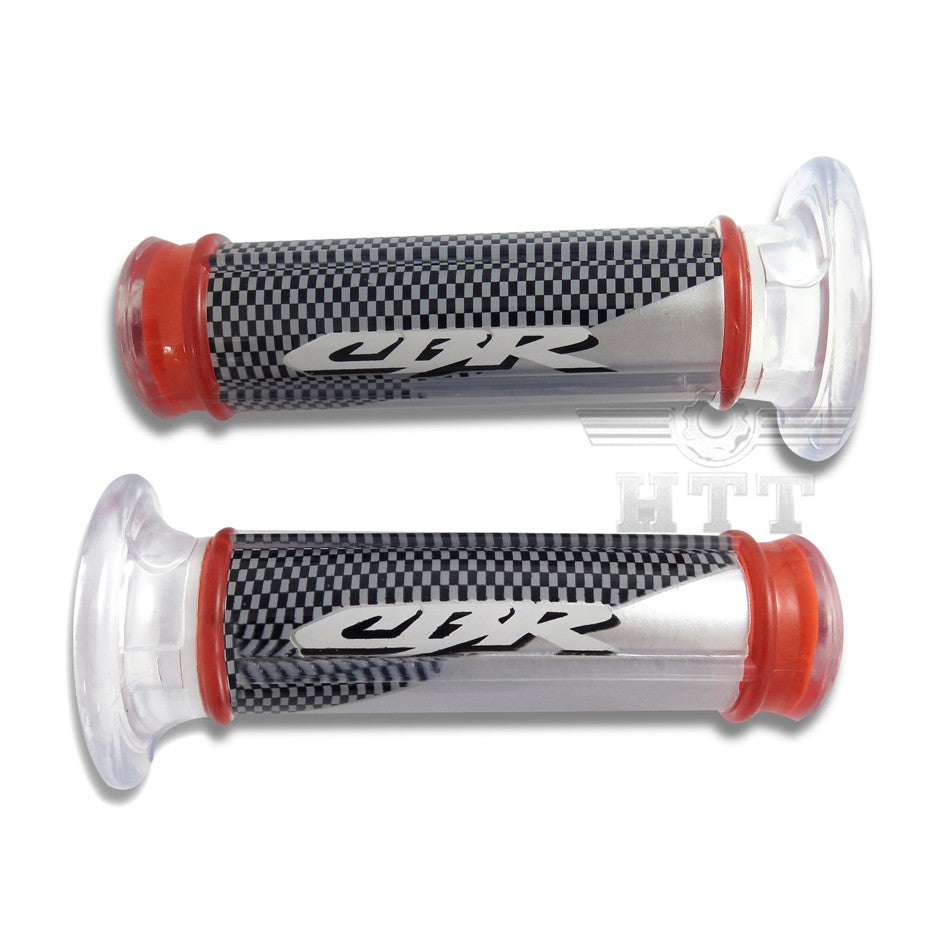 HTT Motorcycle PVC 25mm 1" Handlebar Grips "CBR" Logo For Universal Bikes (i.e. Honda CB CBR NSR RVF RVT VFR VTR Hornet)