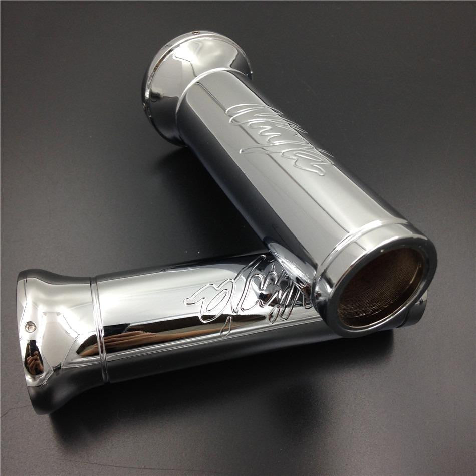 Billet 7/8''Inch Handlebar Grips Fit Kawasaki Ninja 250 500 600 636 Zx Chrome