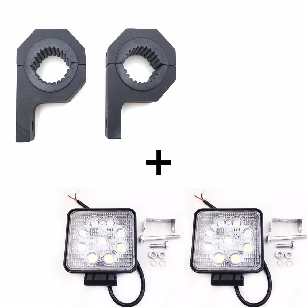 1 Set 1.5" 2" Adjustable Light Bar Mount w/ Square 27W Spot Beam LED Light For Truck Car