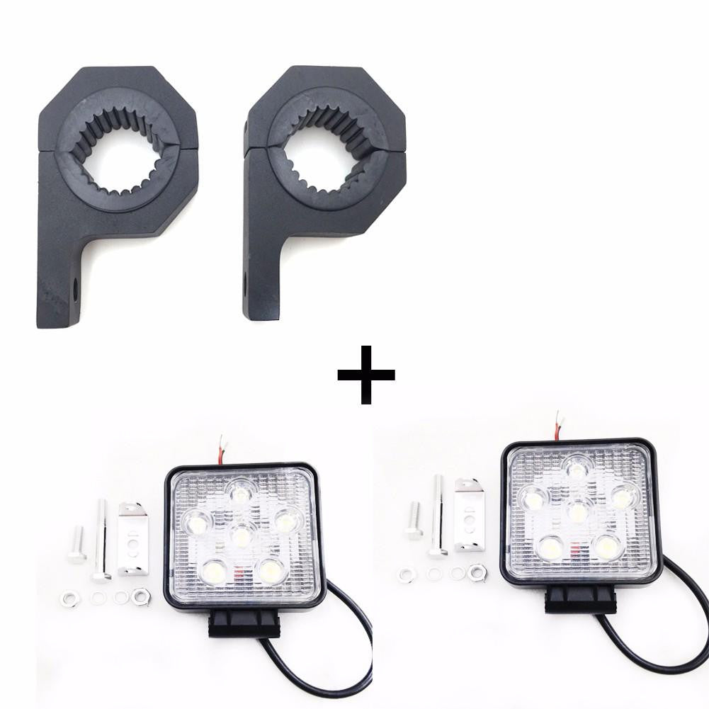 1 Set 1.5" 2" Adjustable Light Bar Mount w/ Square 18W Spot Beam LED Light For Truck Car