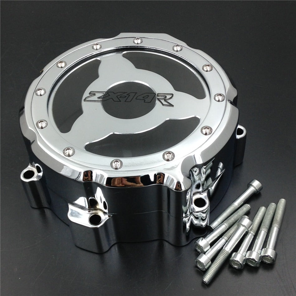 HTT- Engine Stator Cover See Through For Kawasaki ZX14R 2006-2014/ ZZR-1400 2006-2014 Chrome Left