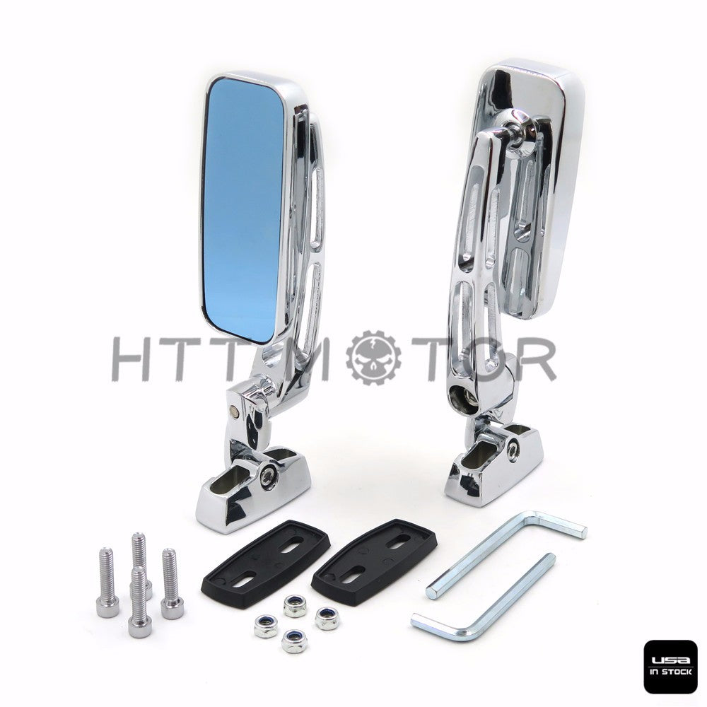 HTTMT- 2 X CNC Machined Aluminum Anti-glare Glass Motorbike Rearview Mirrors 6mm Thread